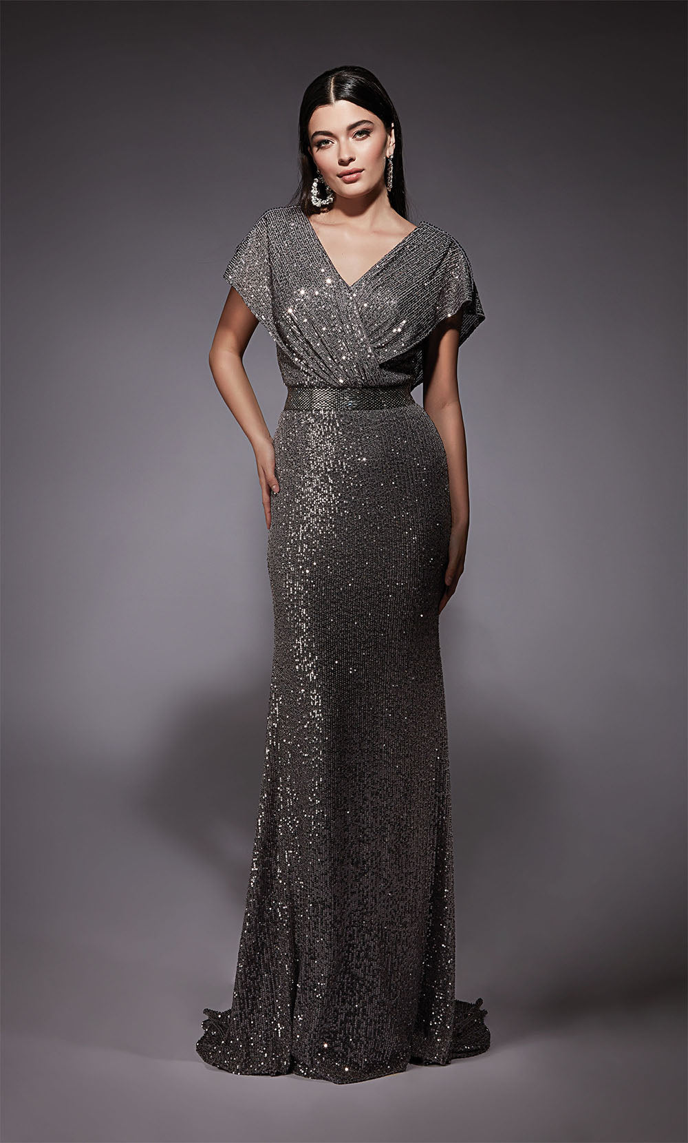 ALYCE Paris 27708 Special Occasion V-neck Shimmery/sparkly A Line Dress