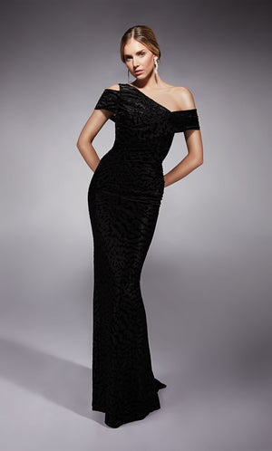 Formal Dress: 27709. Long, One Shoulder, Straight, Closed Back