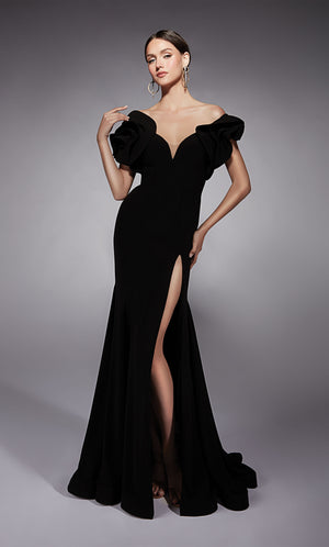 Formal Dress: 27714. Long, Off The Shoulder, Fit N Flare