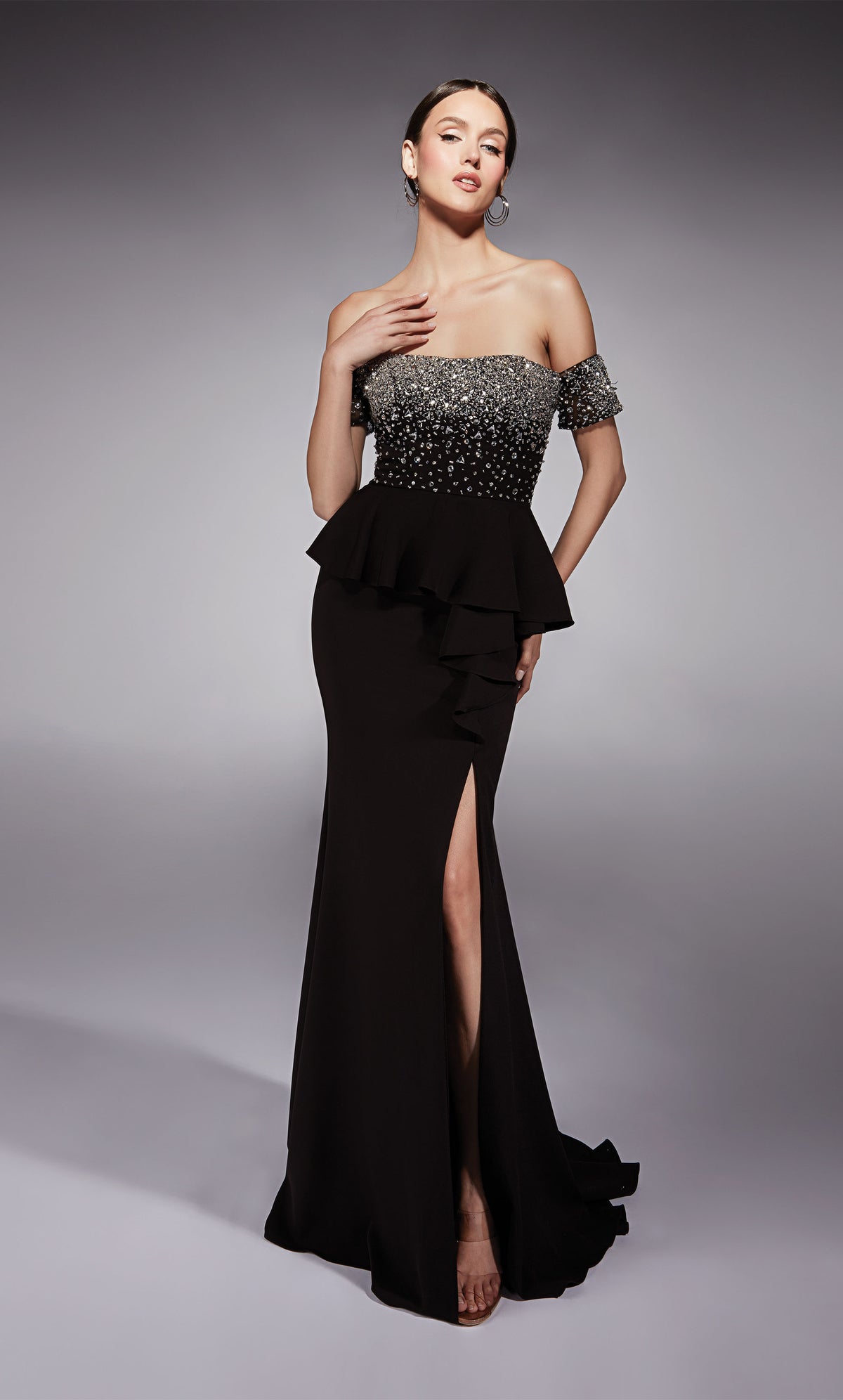 Formal Dress: 27715. Long, Off The Shoulder, Fit N Flare