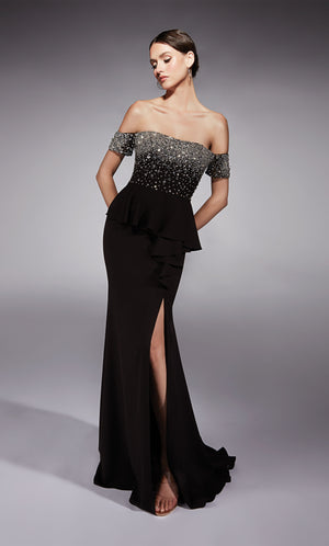 Formal Dress: 27715. Long, Off The Shoulder, Fit N Flare