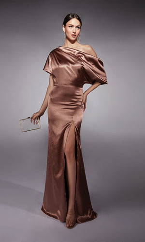 Formal Dress: 27721. Long, One Shoulder, Straight, Closed Back