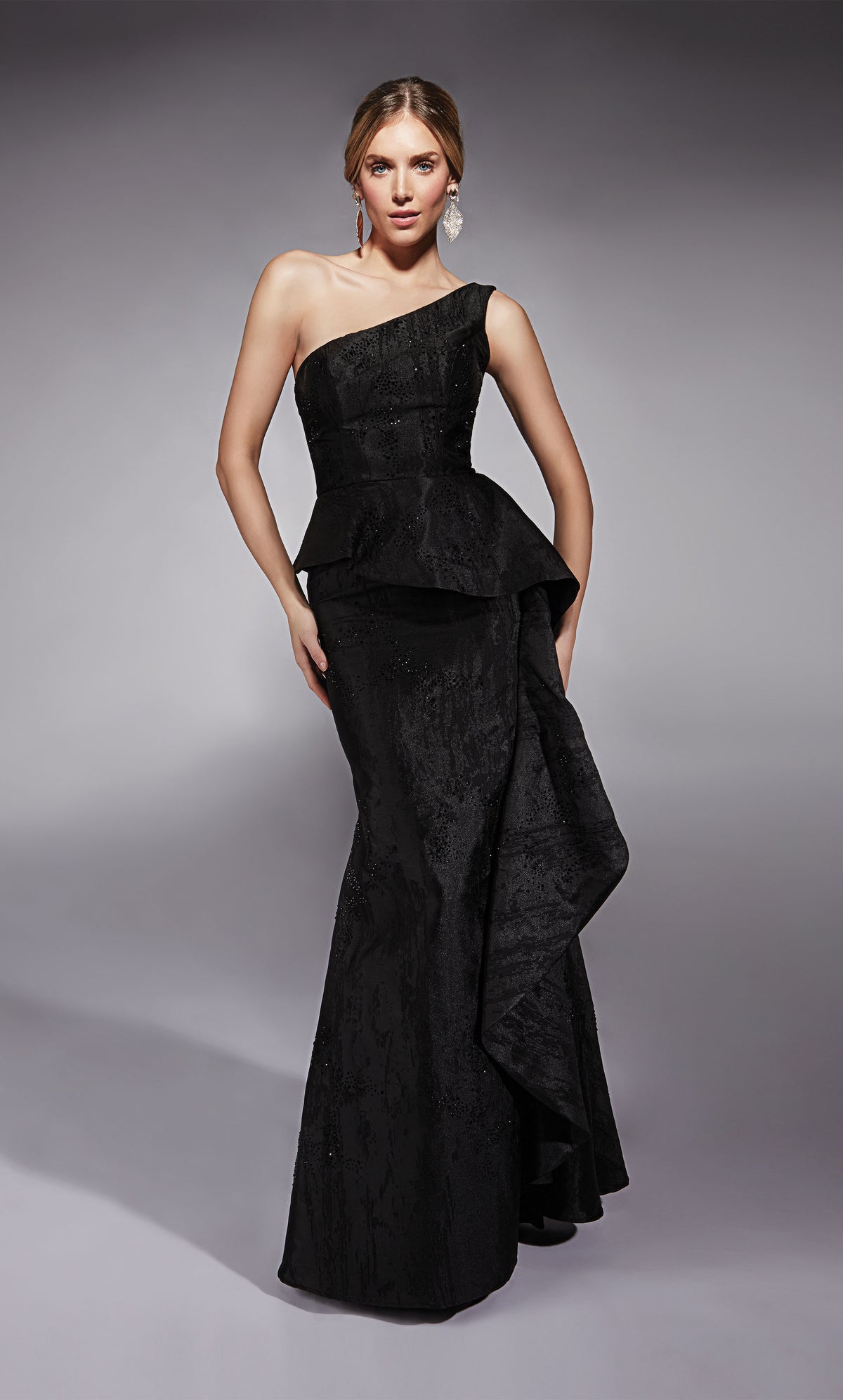 Formal Dress: 27732. Long, One Shoulder, Straight, Closed Back