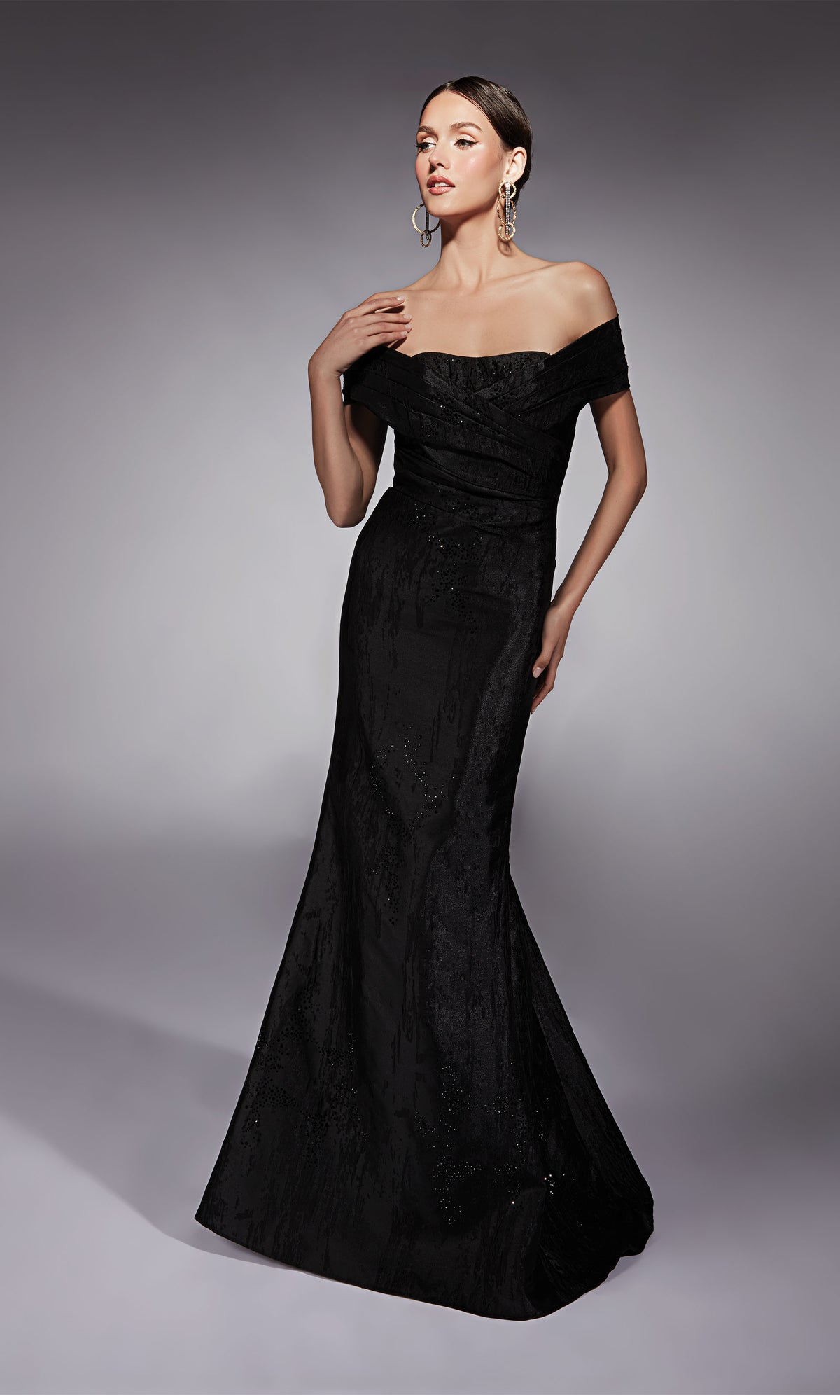 Formal Dress: 27733. Long, Off The Shoulder, Fit N Flare