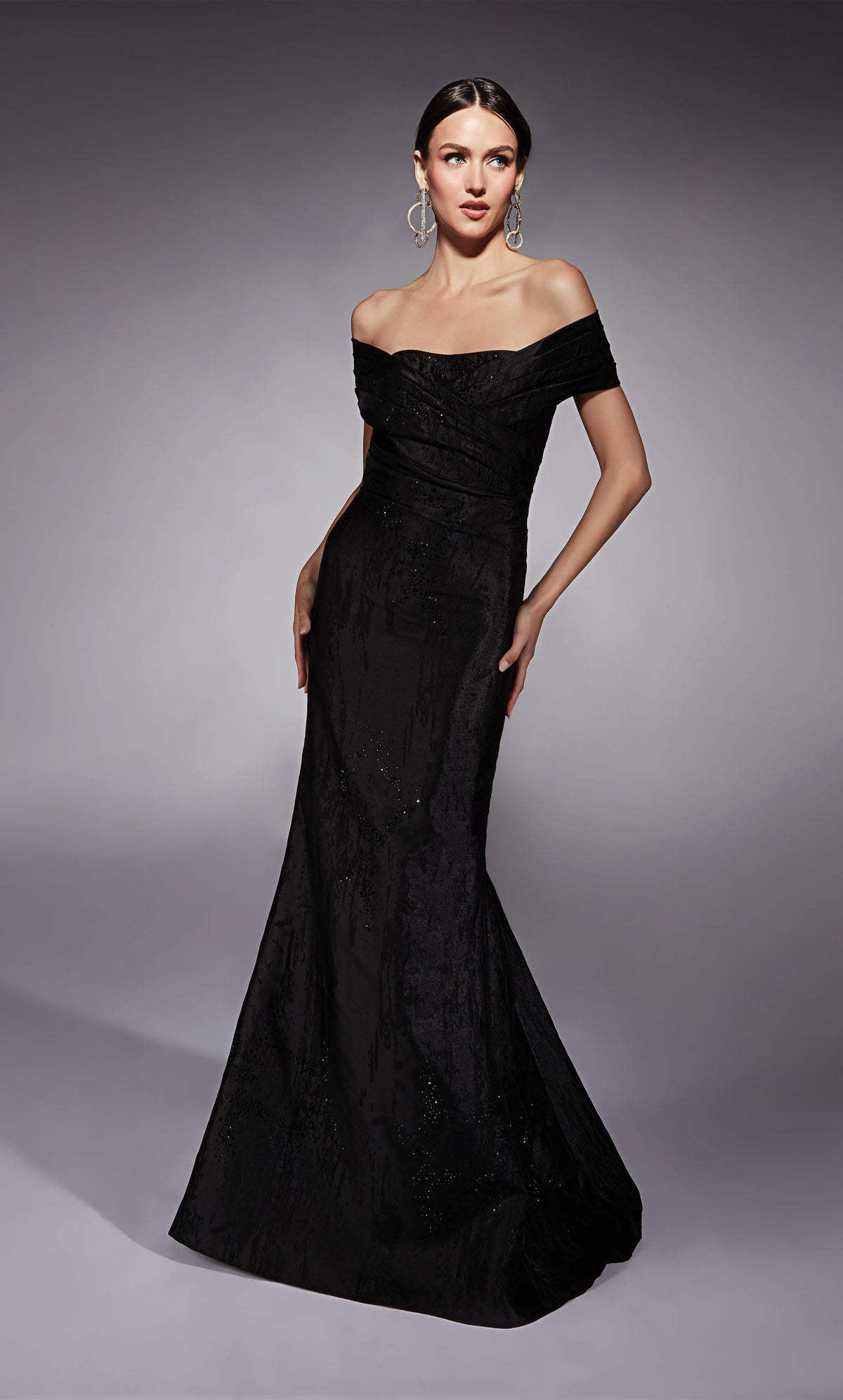 Formal Dress: 27733. Long, Off The Shoulder, Fit N Flare