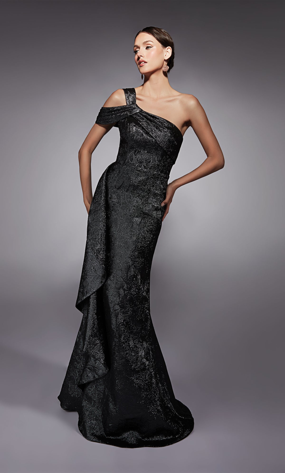 Formal Dress: 27734. Long, One Shoulder, Fit N Flare, Closed Back