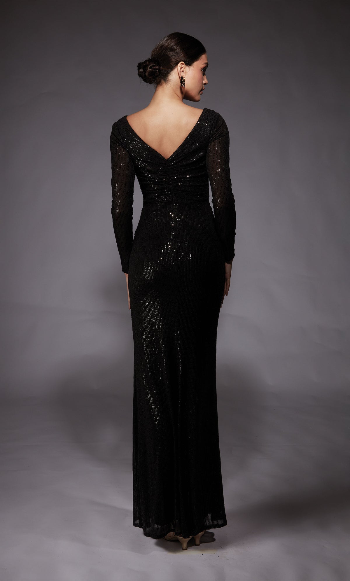 Formal Dress: 27741. Long, V-neck, Straight, V Shaped Back