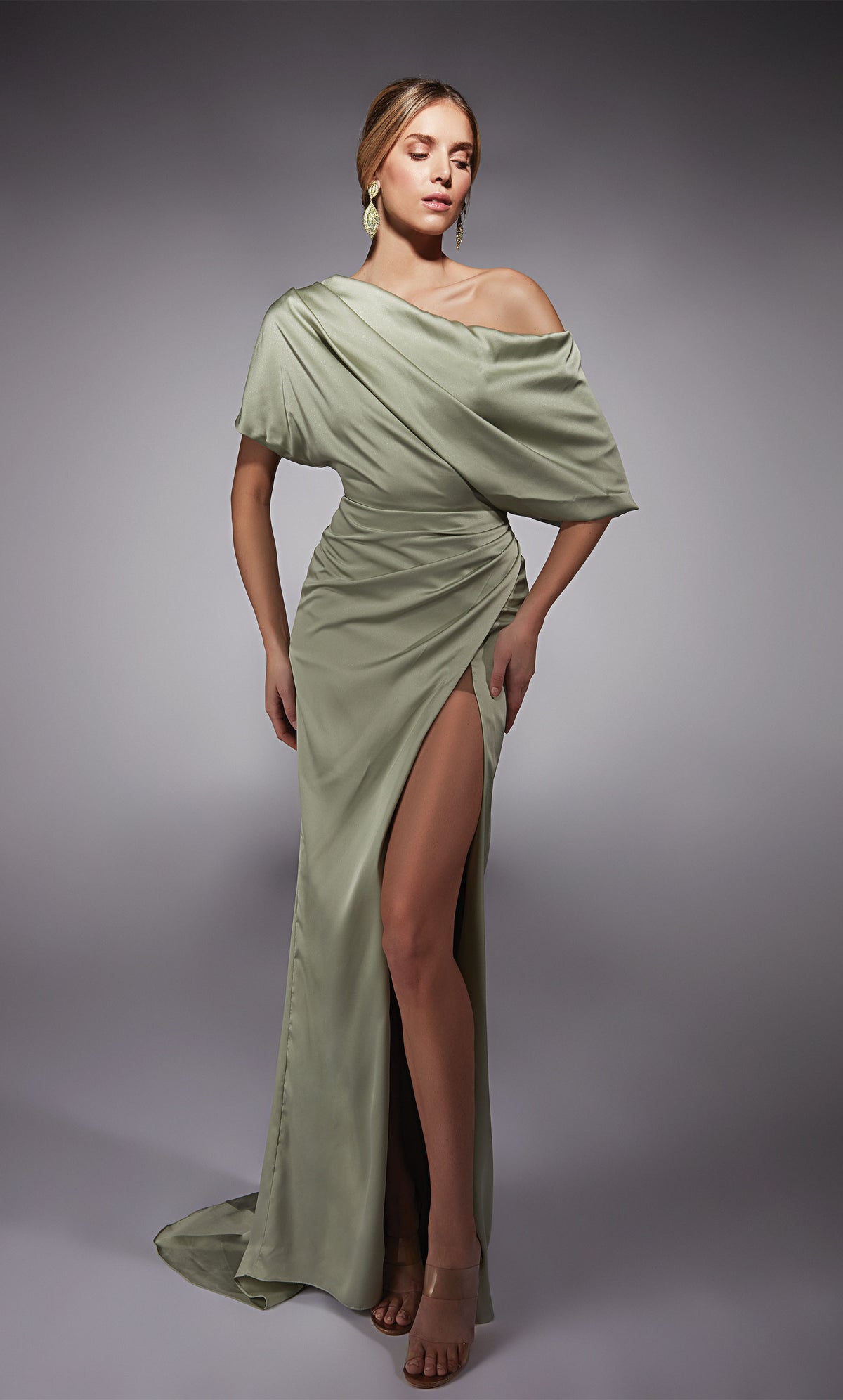 Formal Dress: 27748. Long, One Shoulder, Straight, Closed Back