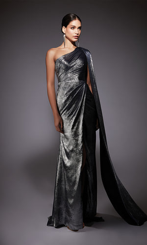 Formal Dress: 27753. Long, One Shoulder, Straight, Closed Back