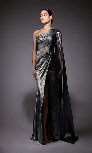 Formal Dress: 27753. Long, One Shoulder, Straight, Closed Back