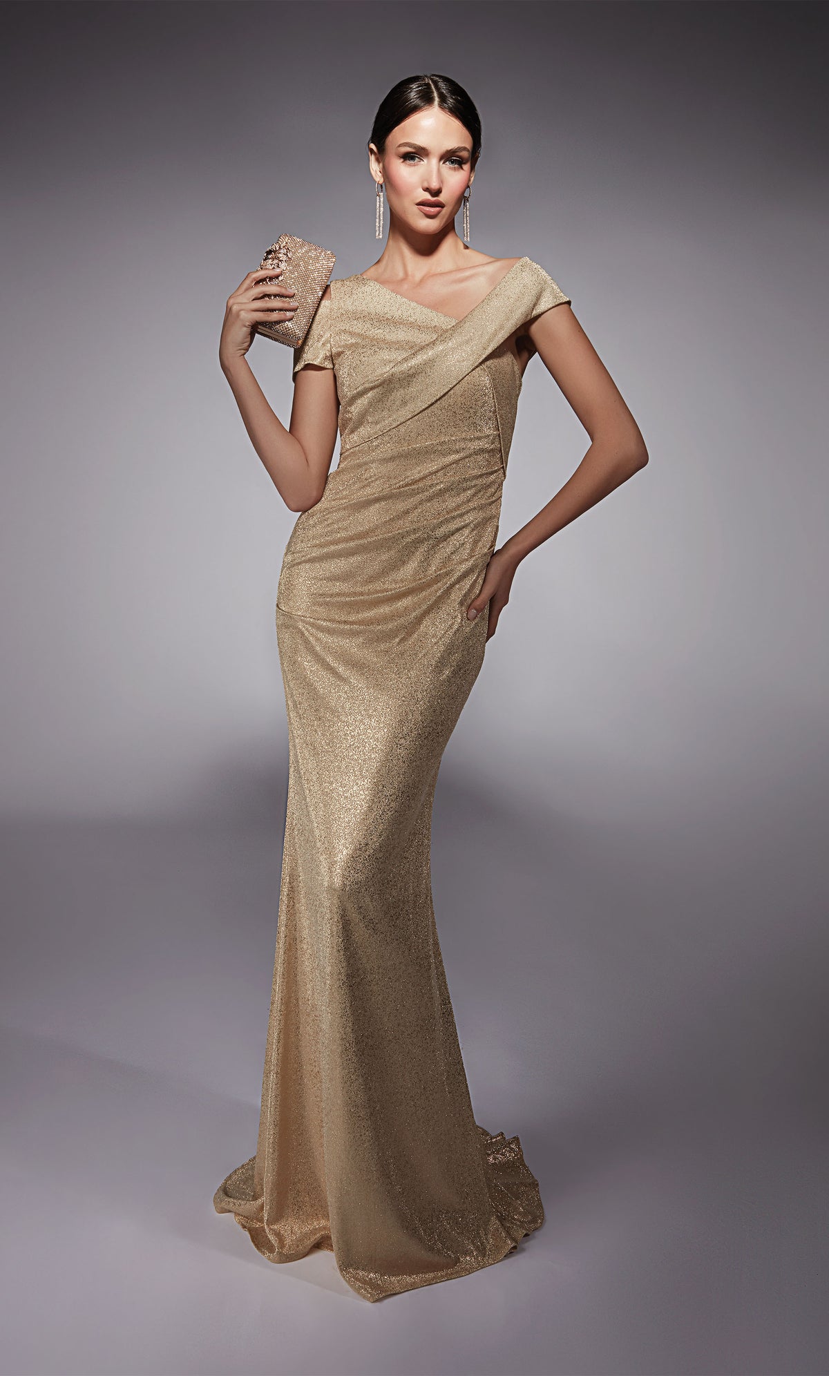 Formal Dress: 27762. Long, V-neck, Straight, Closed Back