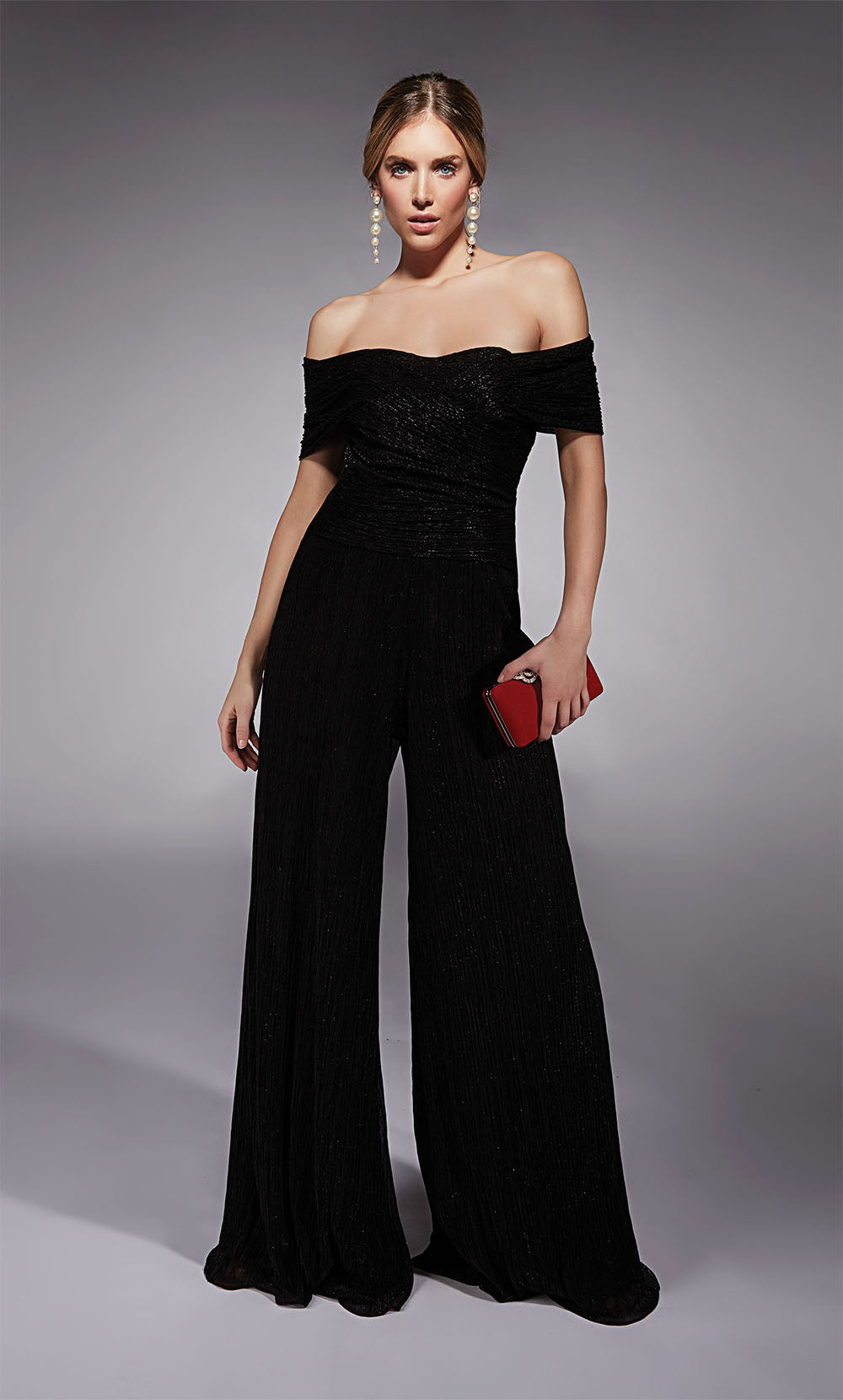 ALYCE Paris 27768 Special Occasion Off The Shoulder Chic Jumpsuit Dress