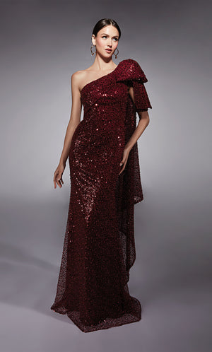 Formal Dress: 27771. Long, One Shoulder, Straight, Closed Back