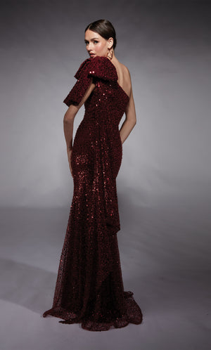 Formal Dress: 27771. Long, One Shoulder, Straight, Closed Back