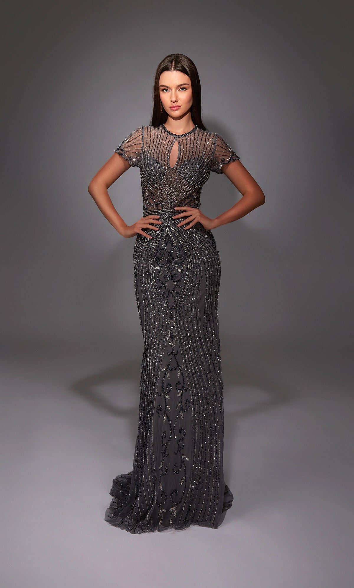 ALYCE Paris 27823 Special Occasion Scooped Neckline Embellished Straight Dress