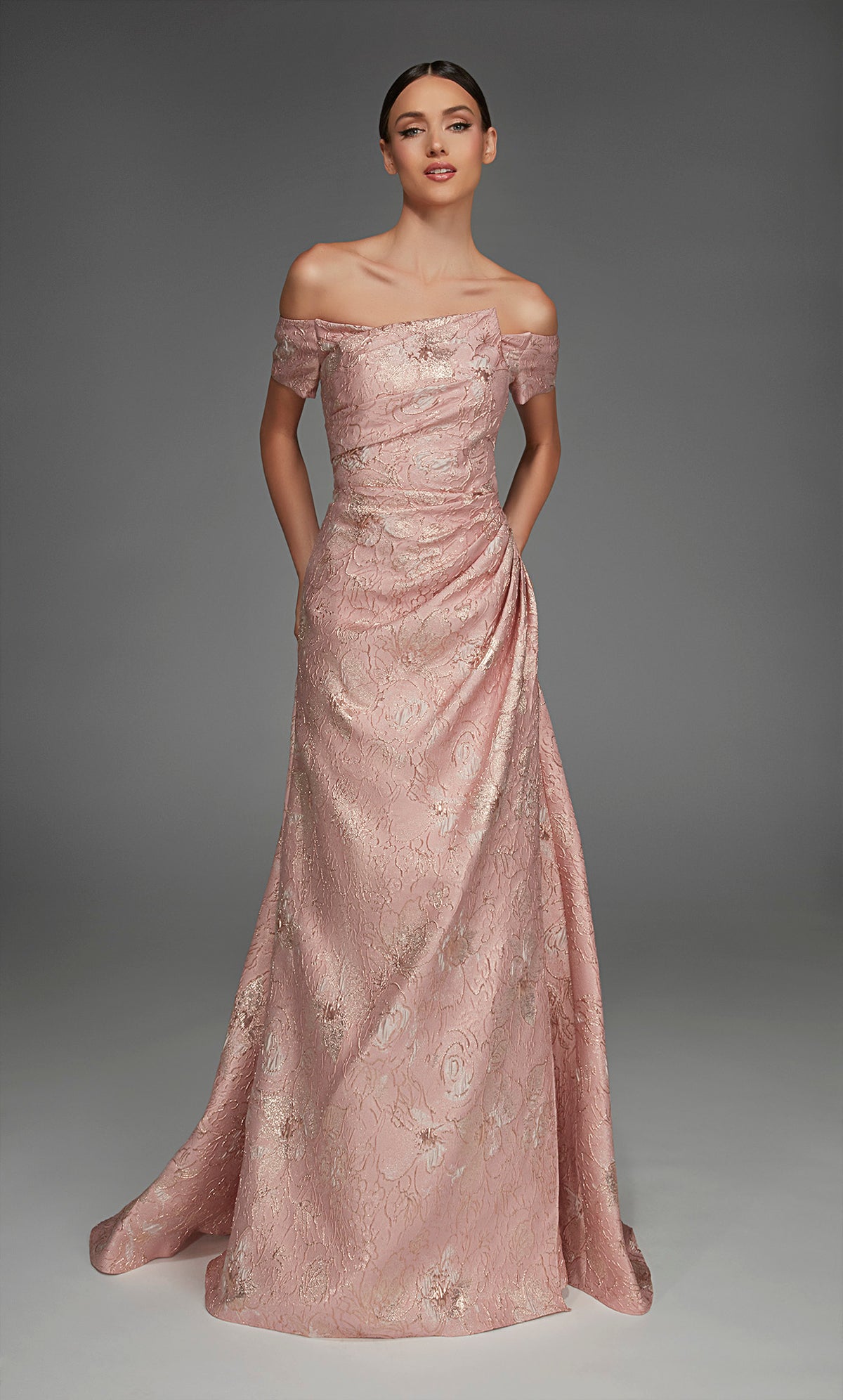 ALYCE Paris 27828 Special Occasion Off The Shoulder Neckline Ruched/draped A Line Dress