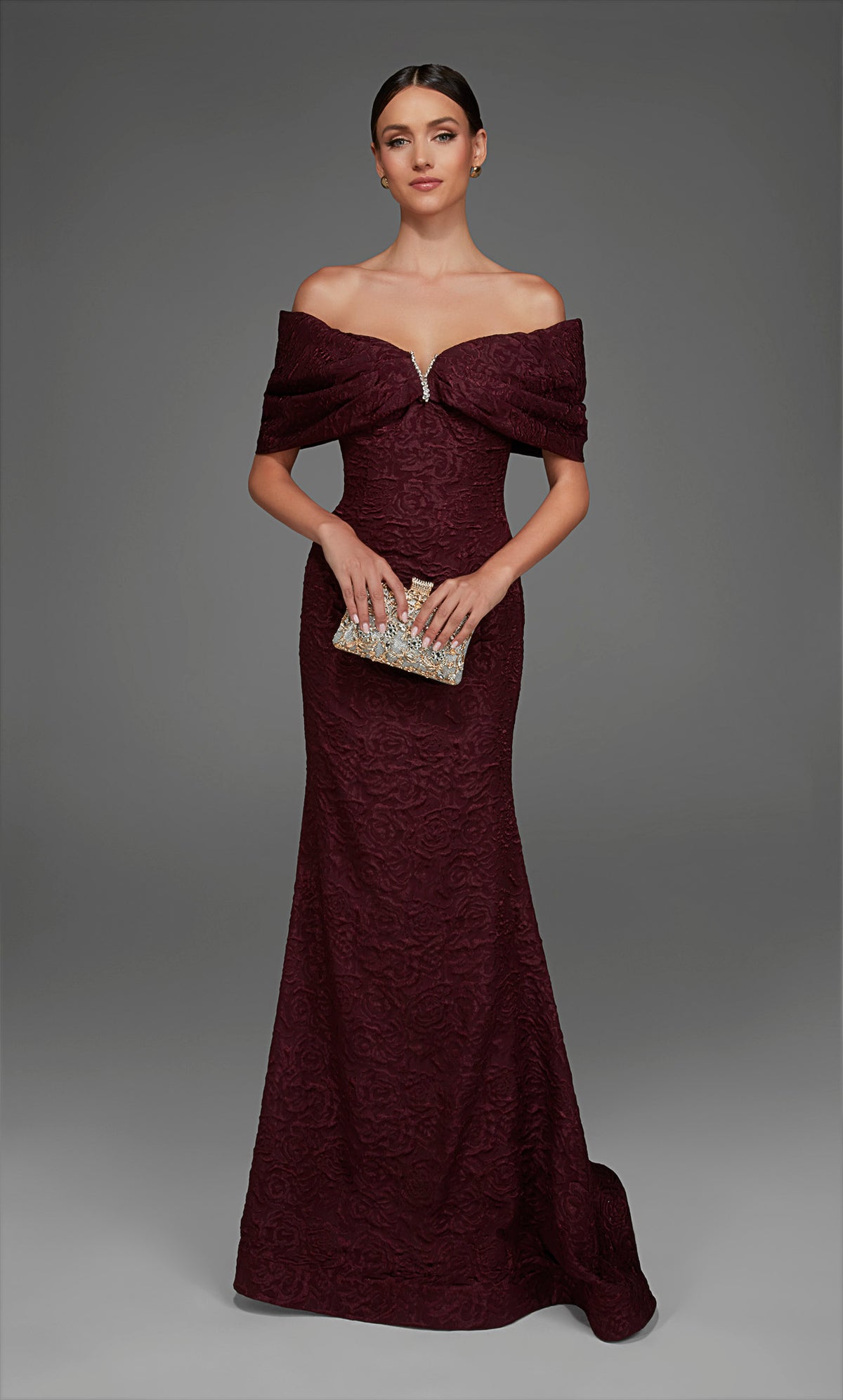 ALYCE Paris 27894 Special Occasion Off The Shoulder Neckline Ruched/draped Straight Dress