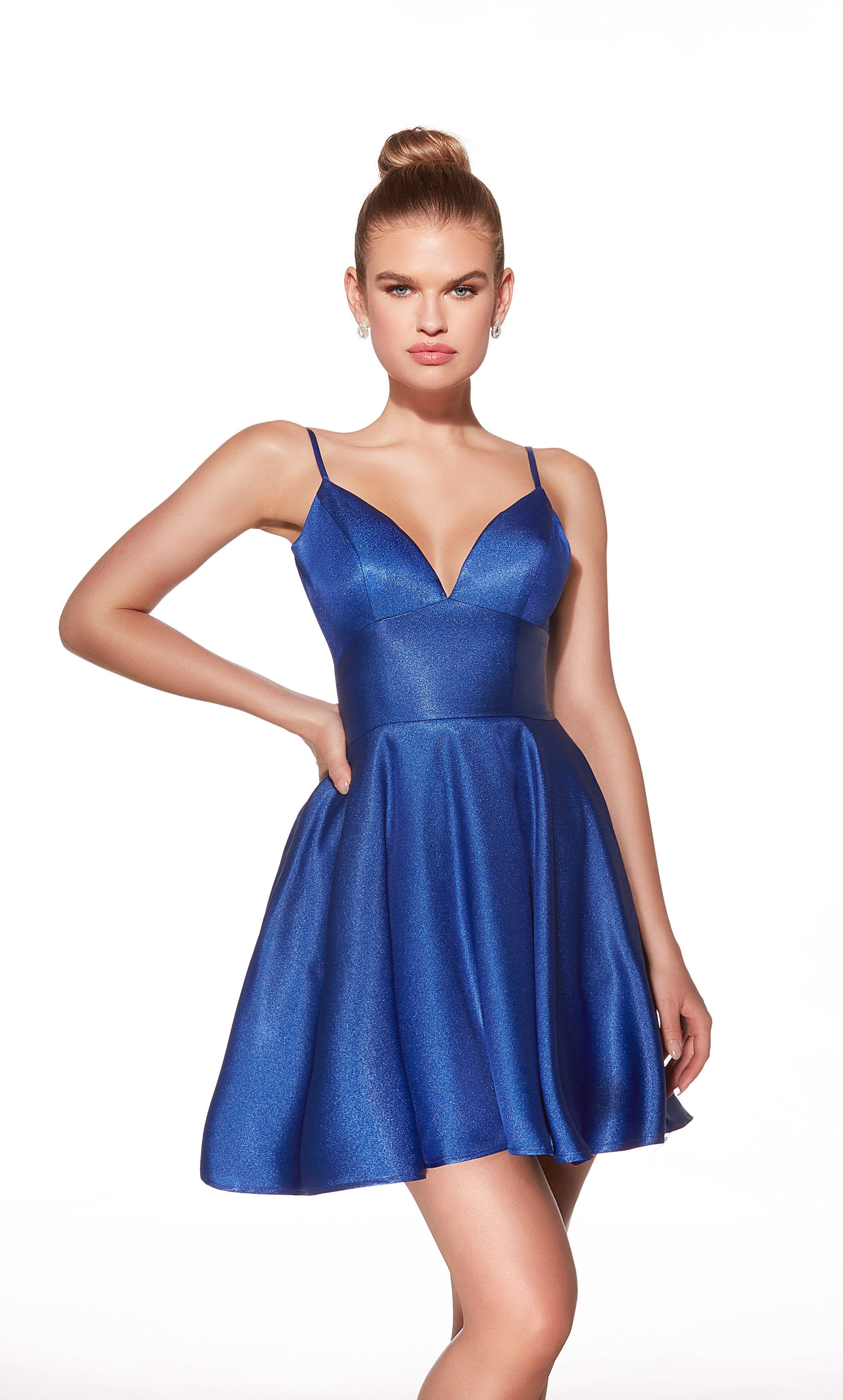 ALYCE Paris 30062 Homecoming Short V-neck Pockets A Line Dress - Alyce Paris ALYCE Paris 30062 Homecoming Short V-neck Pockets A Line Dress - Alyce Paris