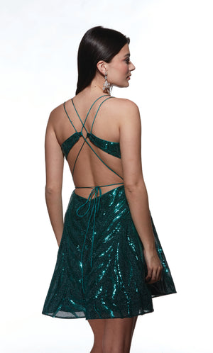 Formal Dress: 3783. Short, Plunging Neckline, A-line