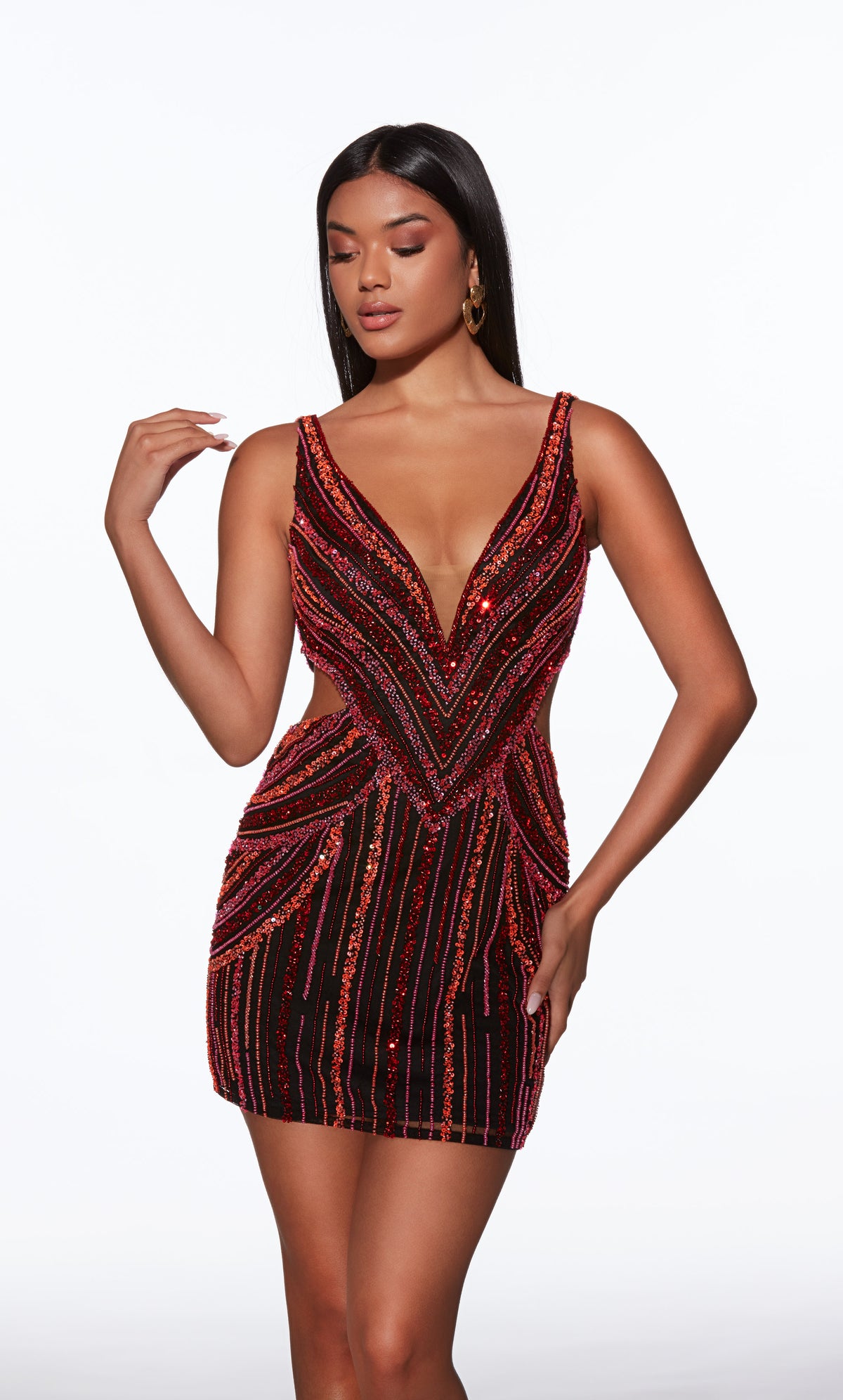 ALYCE Paris 40012 Homecoming Short V-neck Embellished Straight Dress