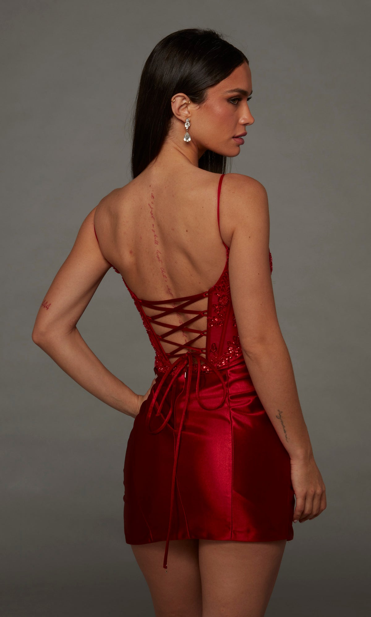 ALYCE Paris 40162 Homecoming Short Scooped Neckline Corset Straight Dress