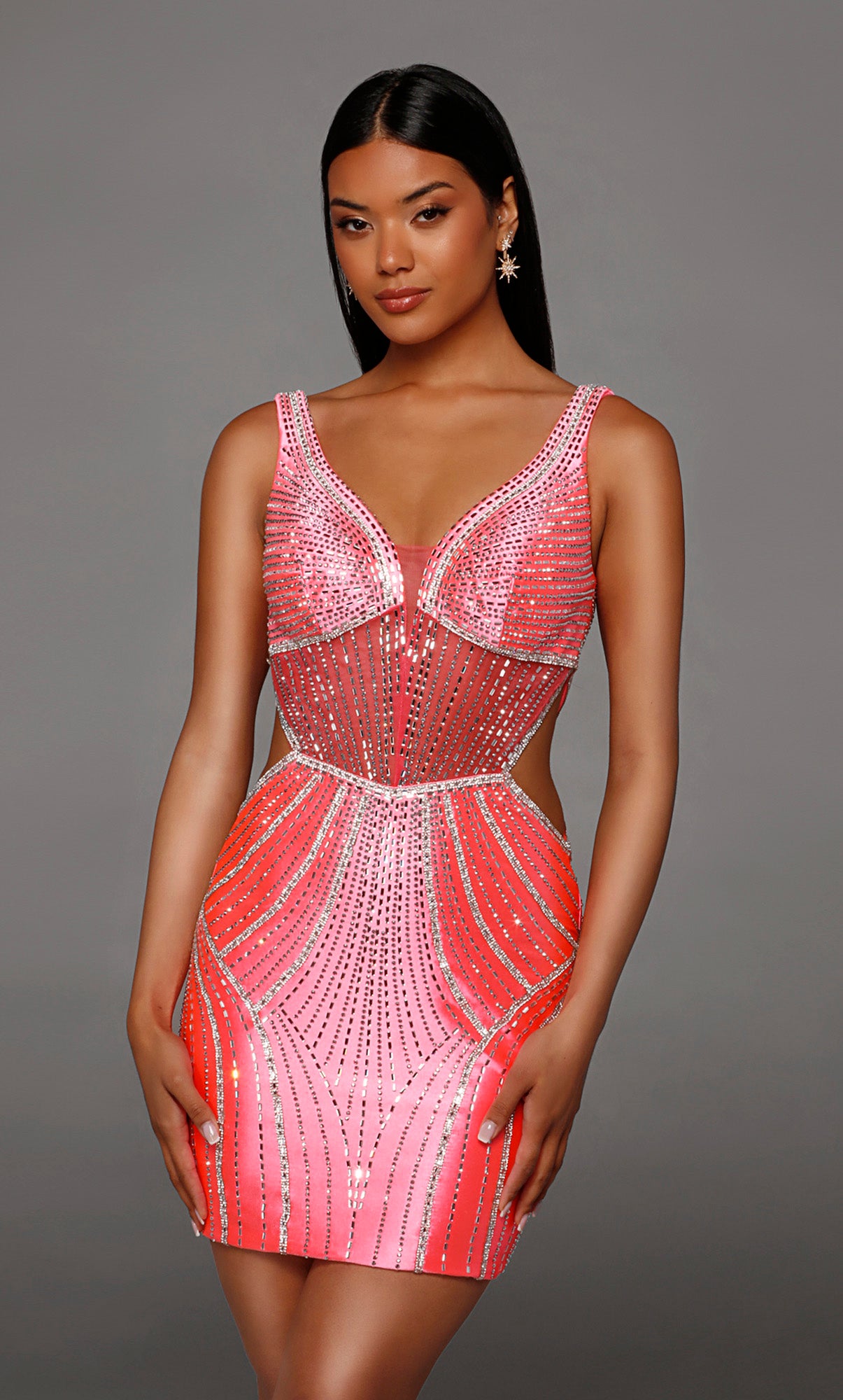 ALYCE Paris 40176 Homecoming Short Plunging Neckline Elegant Straight