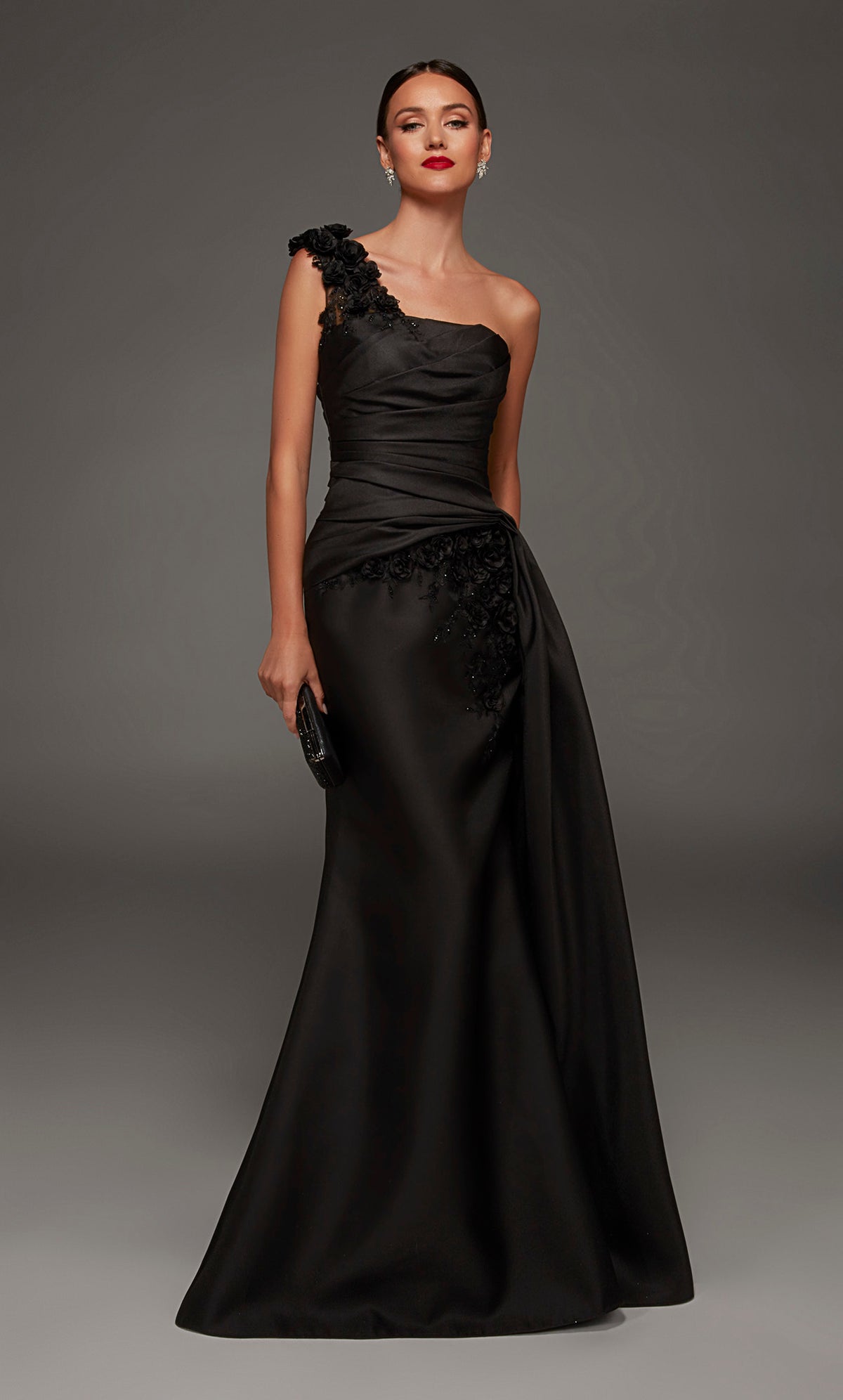 draped a line dress ALYCE Paris 55030 Special Occasion One Shoulder Neckline Ruched/draped