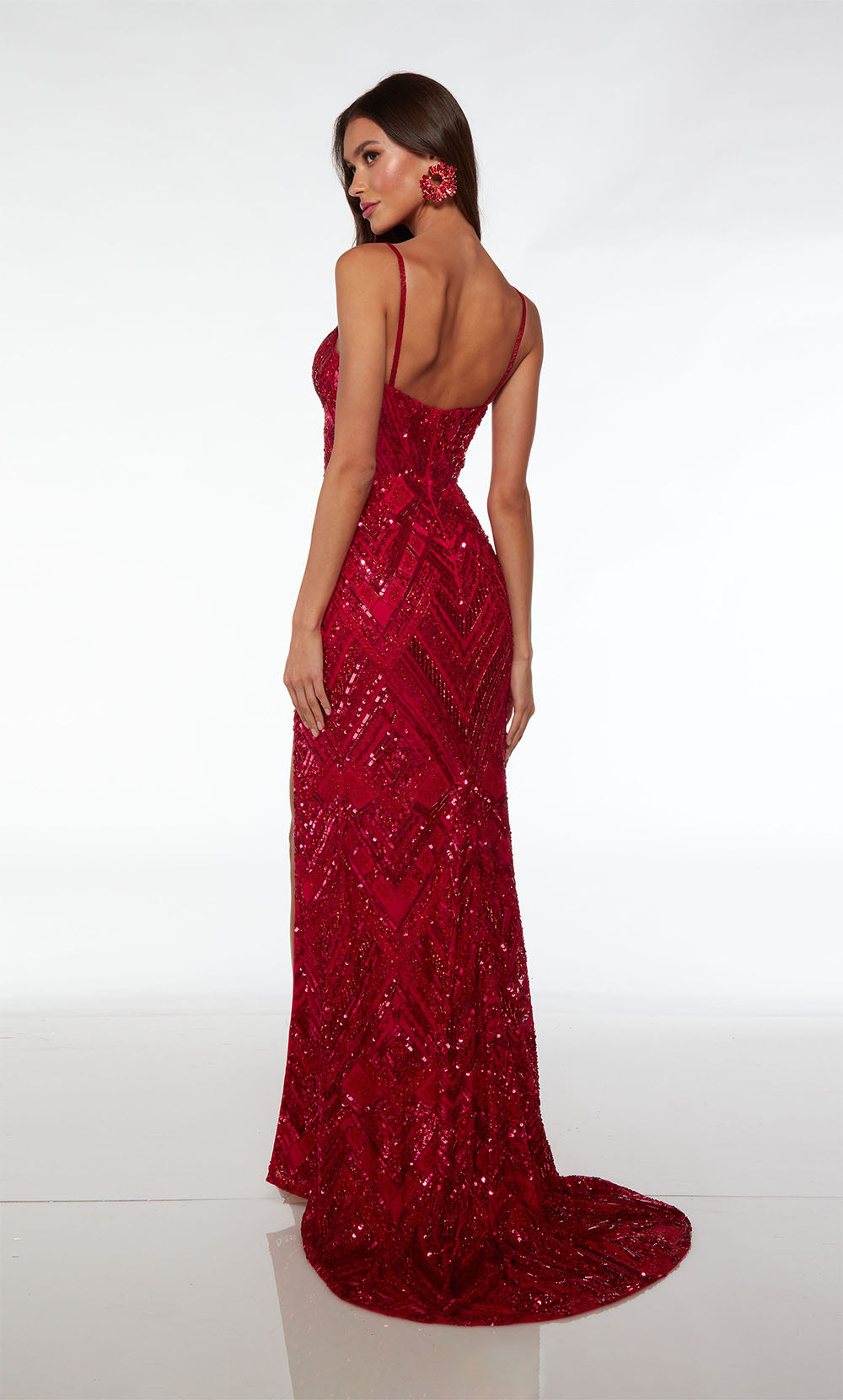 ALYCE Paris 61481 Alyce Long Plunging Embellished Straight Dress