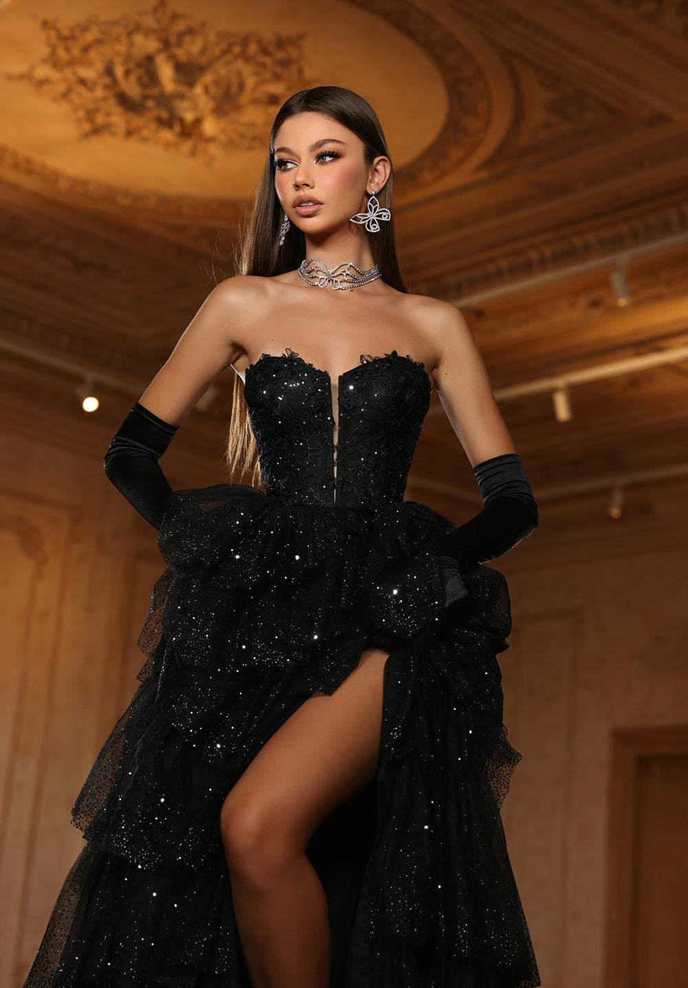 Distinctively Maroon Mirror Designer Gown -