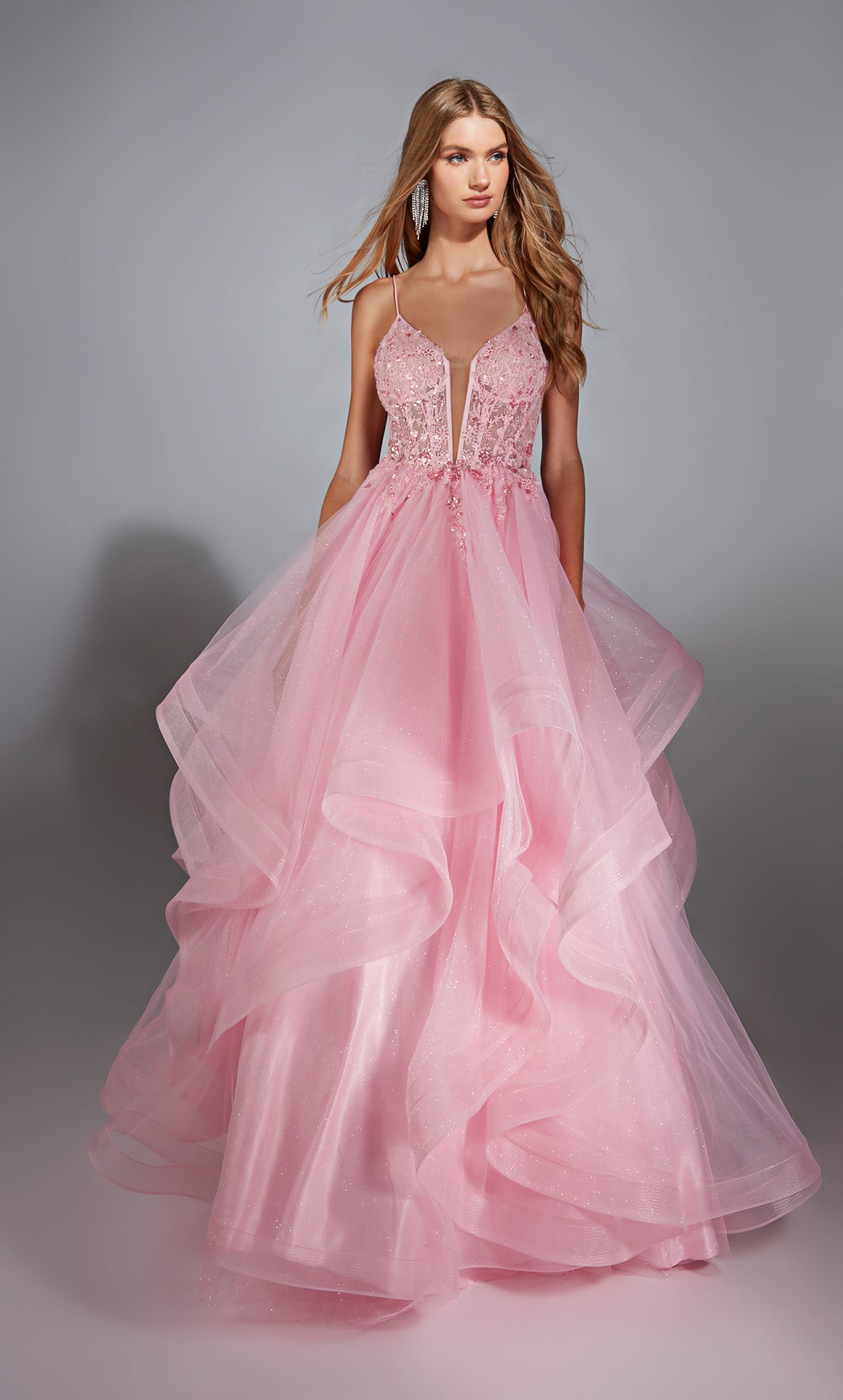 Formal Dress: 61731. Long, Plunging Neckline, Ballgown, Closed Back