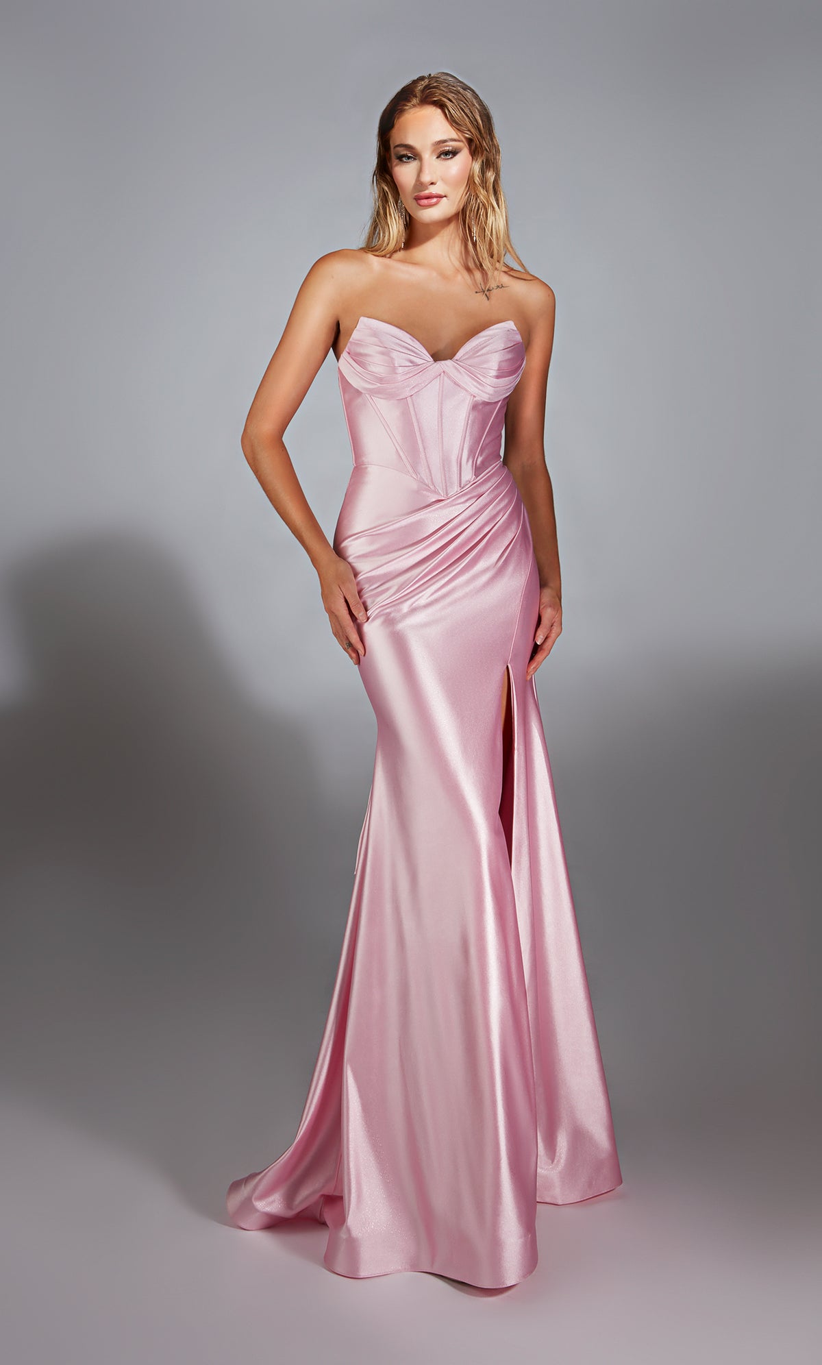 Formal Dress: 61733. Long, Strapless, Fit N Flare, Lace-up Back