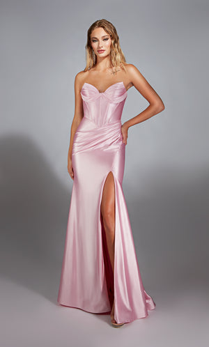 Formal Dress: 61733. Long, Strapless, Fit N Flare, Lace-up Back