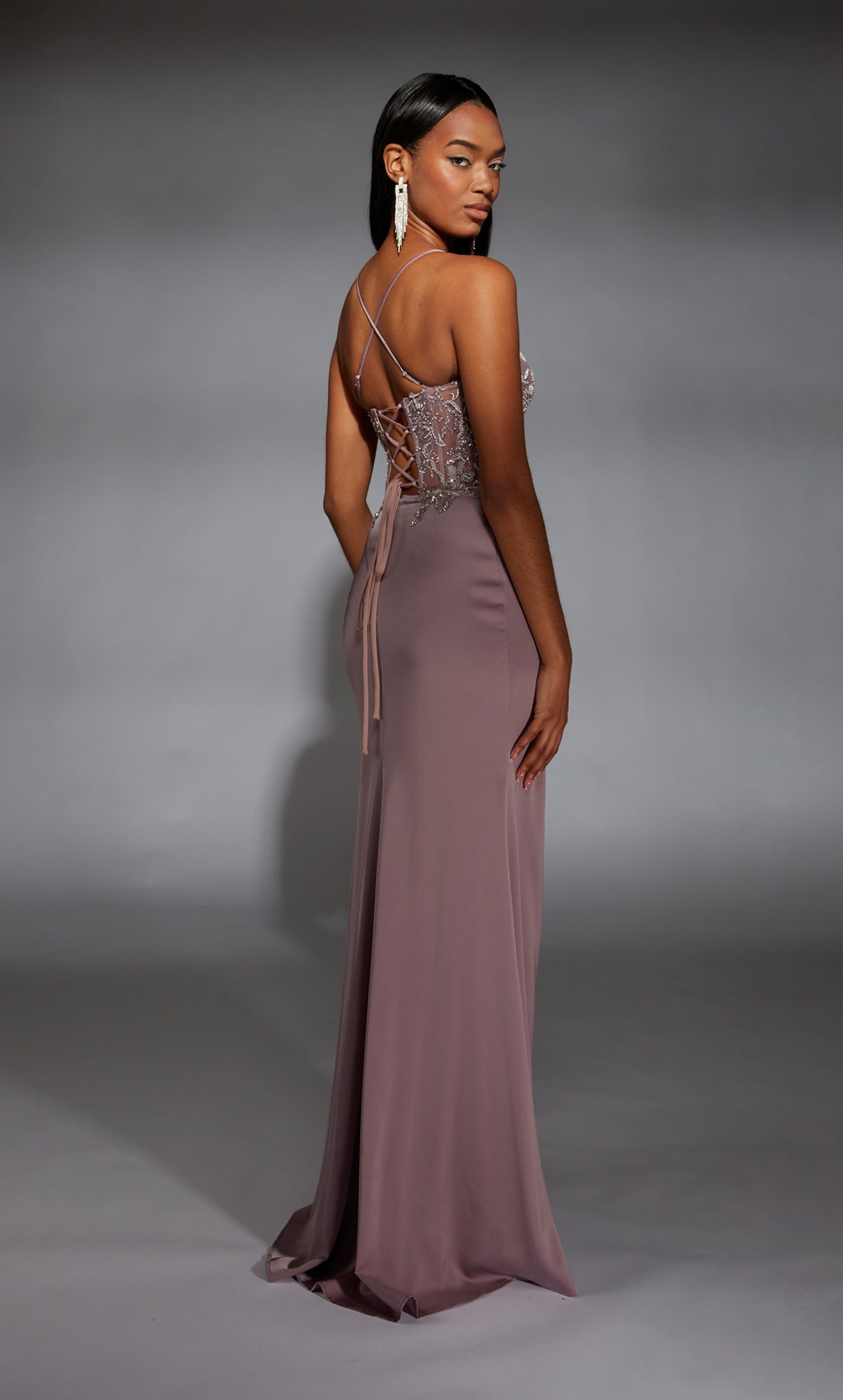 Formal Dress: 61741. Long, Sweetheart Neckline, Straight, Lace Up Back