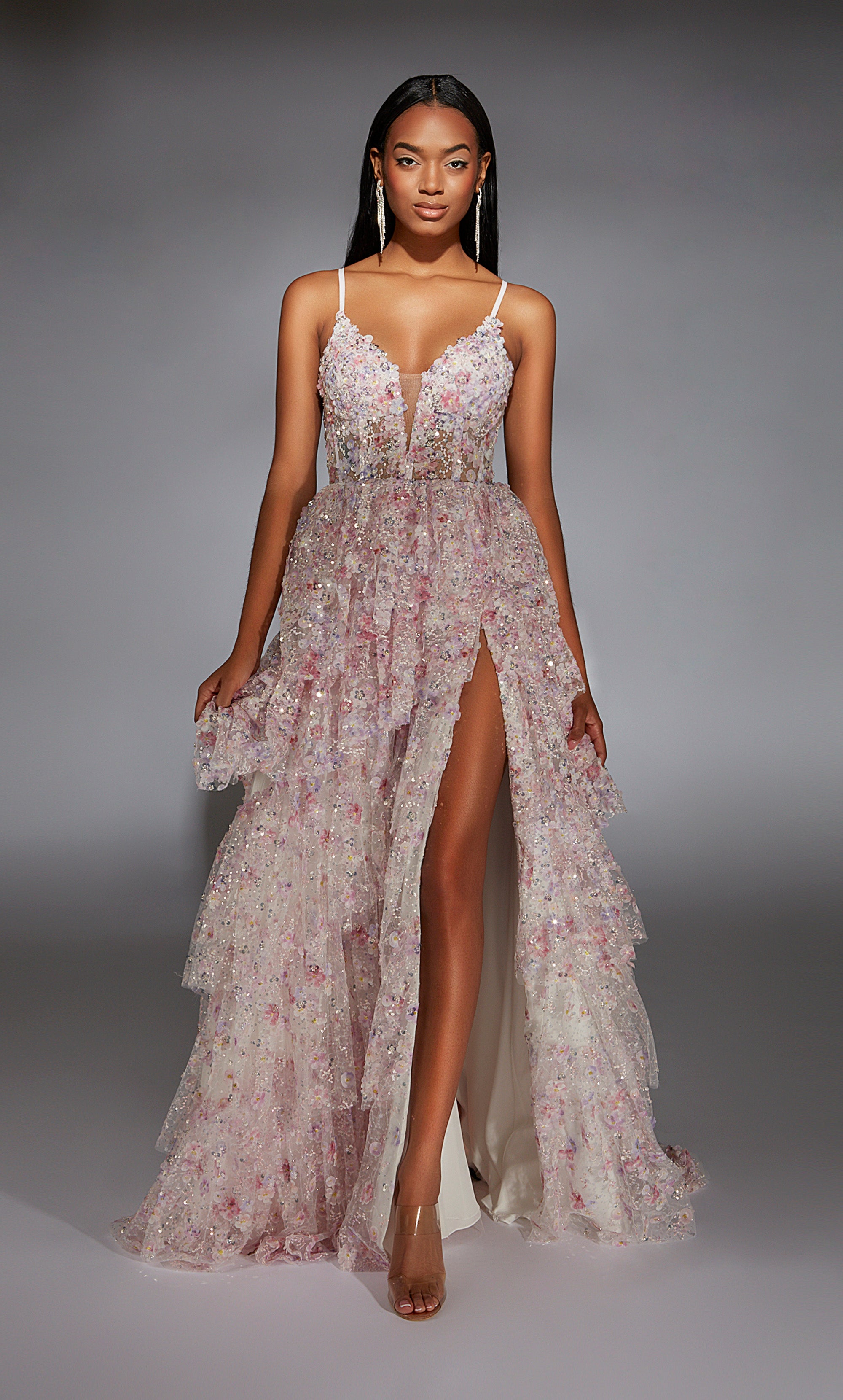 Formal Dress: 61745. Long, Plunging Neckline, A Lin