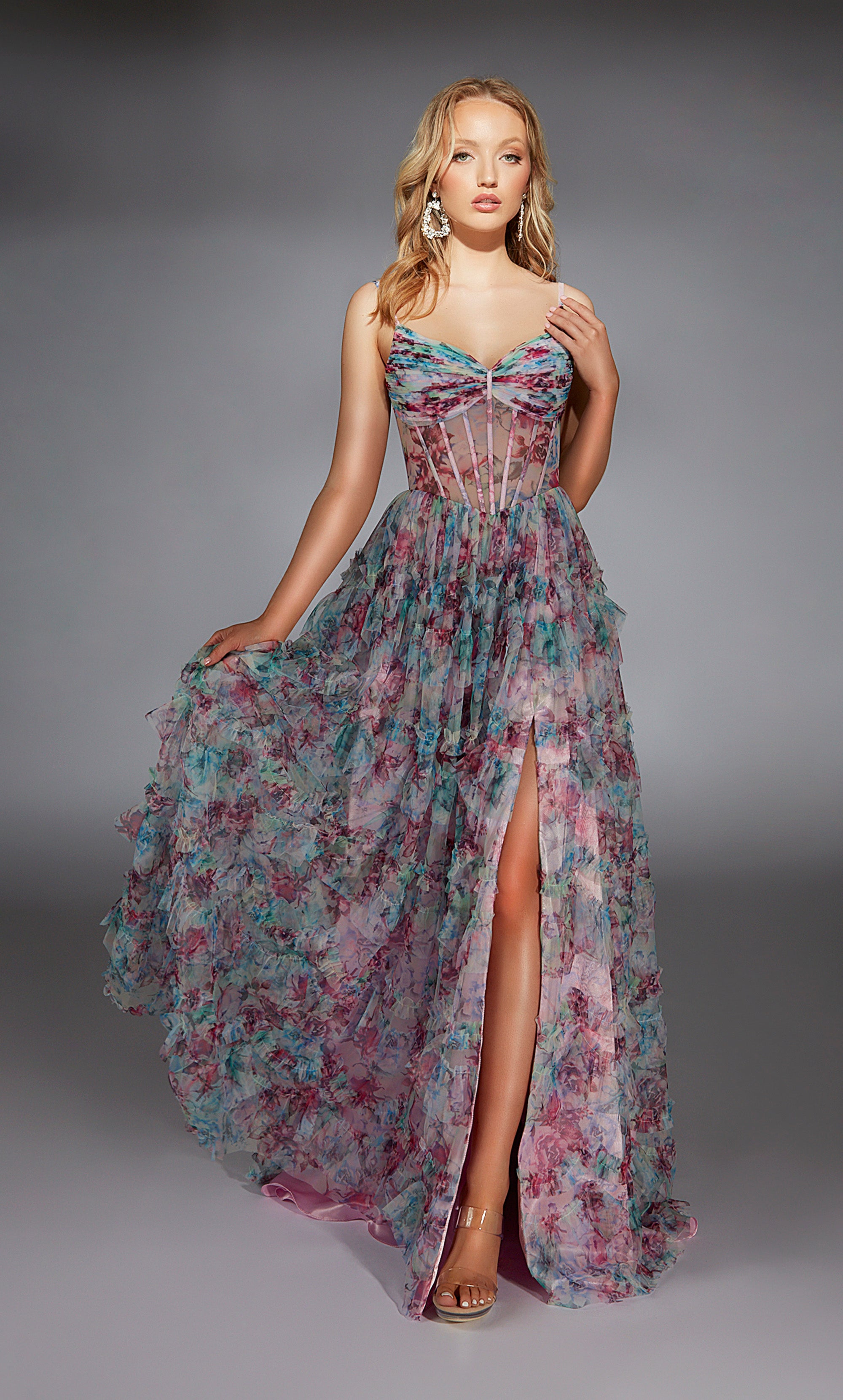 Formal Dress: 61748. Long, V-neck, A Line, Lace-up Back - Alyce Paris