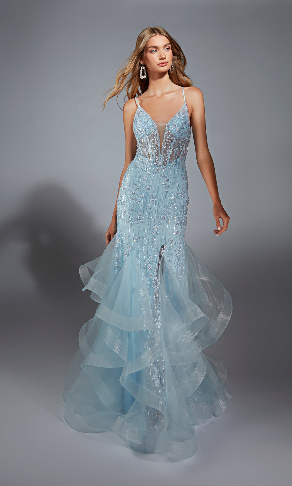 ALYCE Paris 61749 Alyce Long Plunging Embellished Mermaid Dress