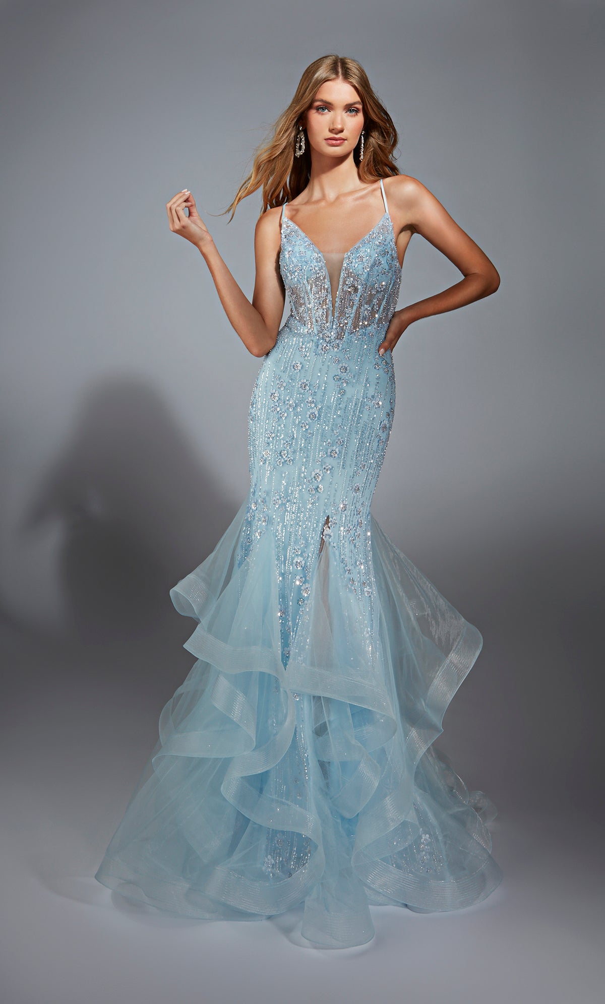 ALYCE Paris 61749 Alyce Long Plunging Embellished Mermaid Dress