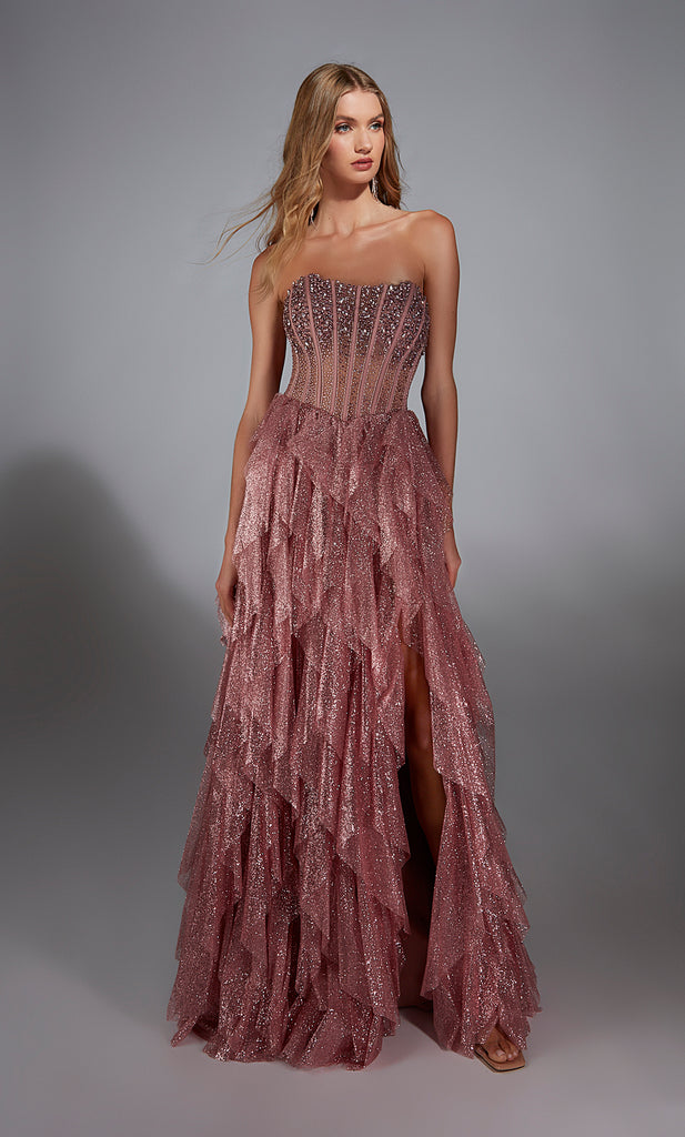Formal Dress: 61762. Long, Strapless, A Line, Closed Back | ALYCE