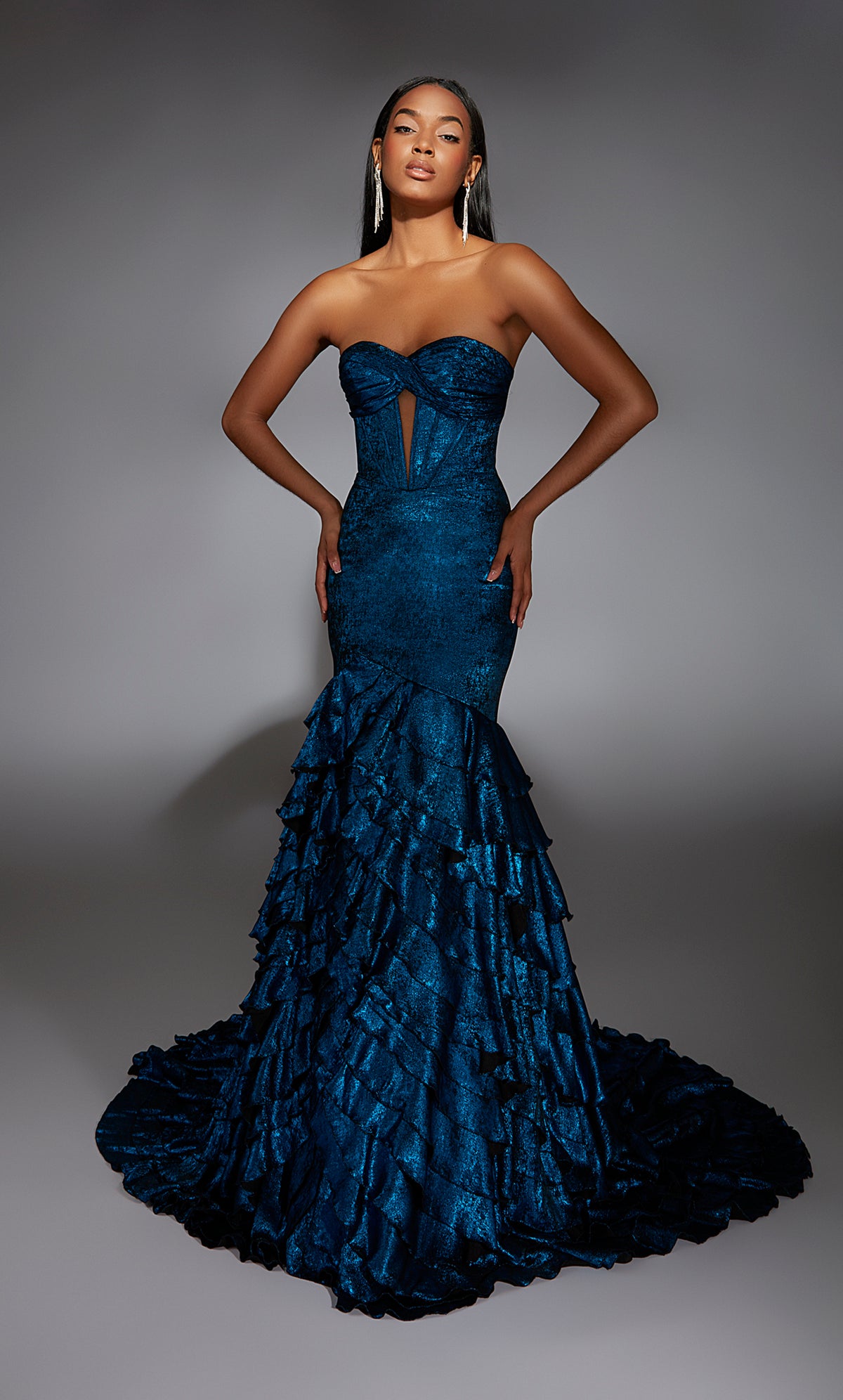 Formal Dress: 61782. Long, Strapless, Mermaid, Lace-up Back