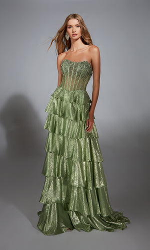 Formal Dress: 61783. Long, Strapless, A Line, Corset