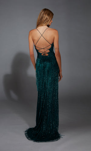 Formal Dress: 61788. Long, V-neck, Straight, Lace-up Back