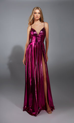 Formal Dress: 61801. Long, V-neck, A Line, Closed Back