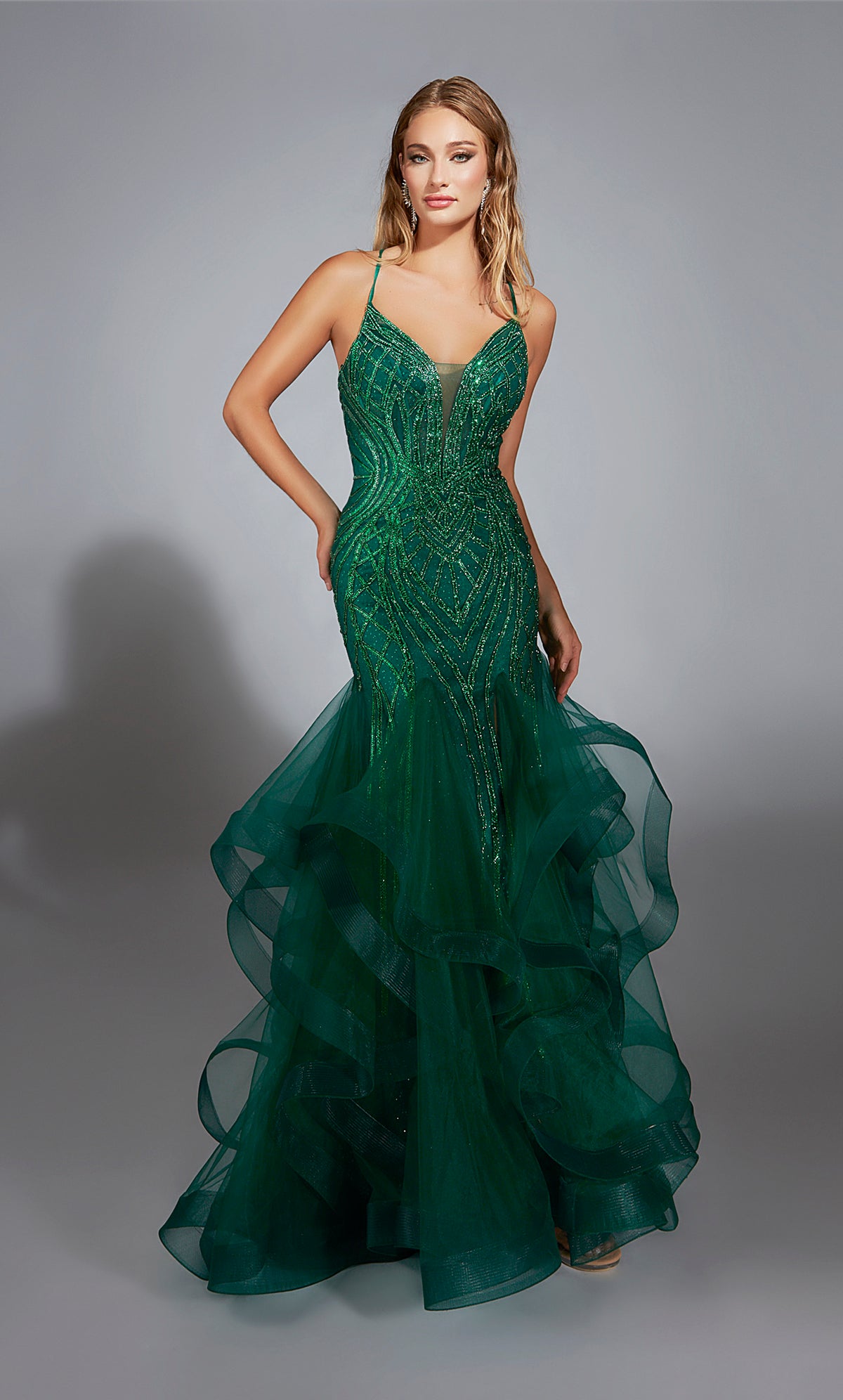 ALYCE Paris 61818 Alyce Long Plunging Embellished Mermaid Dress