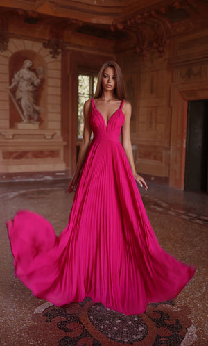 Formal Dress: 61823. Long, Plunging Neckline, A Line, V Shaped Back