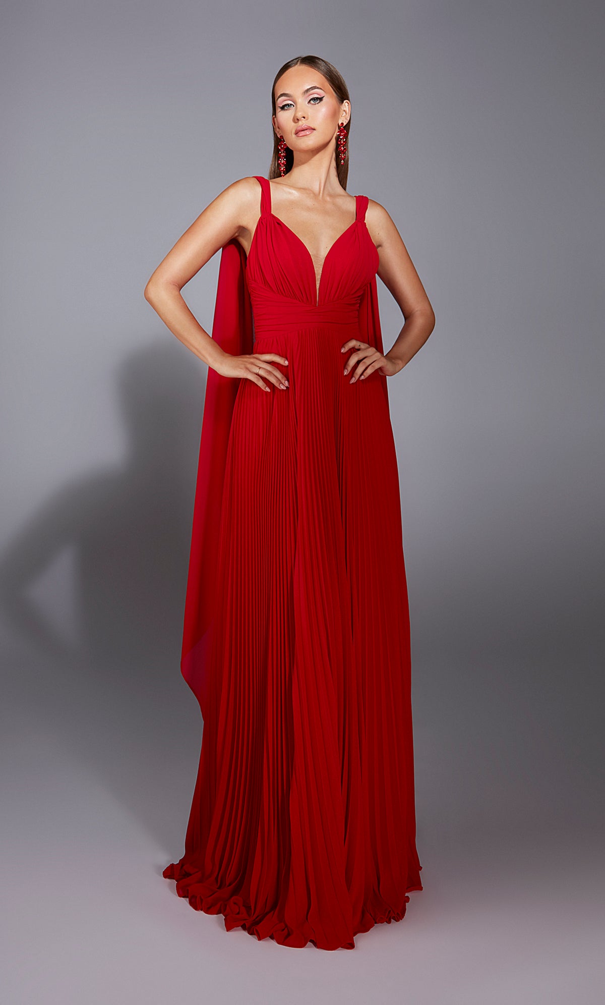 Formal Dress: 61823. Long, Plunging Neckline, A Line, V Shaped Back