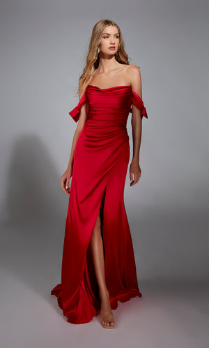 Formal Dress: 61826. Long, Off The Shoulder, Fit N Flare, Closed Back