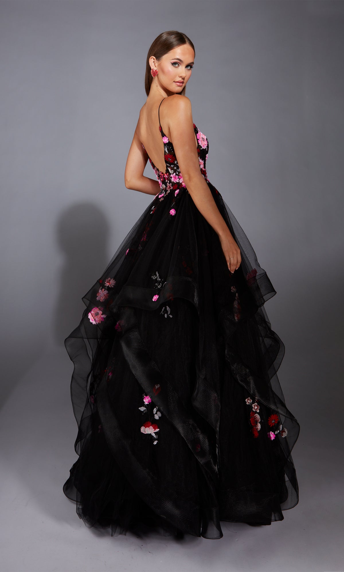 Formal Dress: 61838. Long, Plunging Neckline, Ballgown, V Shaped Back