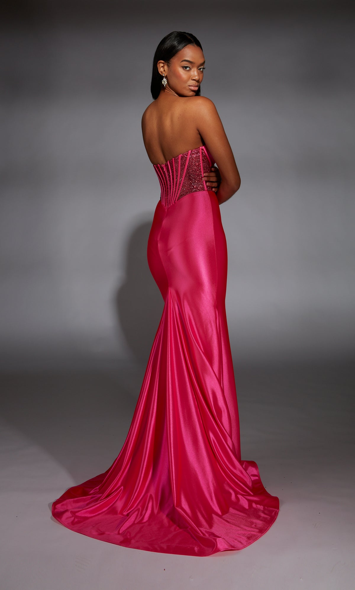 Formal Dress: 61851. Long, Strapless, Fit N Flare, Closed Back