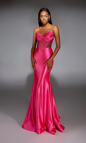 Formal Dress: 61851. Long, Strapless, Fit N Flare, Closed Back