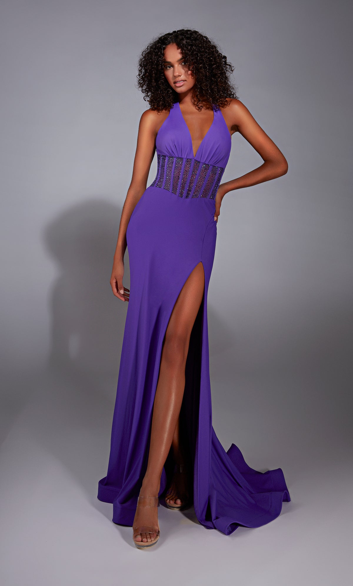 Formal Dress: 61860. Long, Halter Neckline, Straight, Open Back